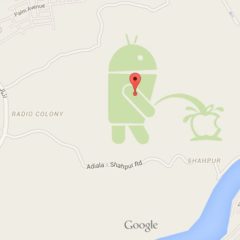 Android Urinating on Apple in Google Maps